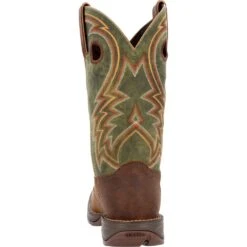 'Durango' Men's 12" Rebel Western Square Toe - Dark Chestnut / Hunter Green -Travs Outfitter Store DDB0390 back