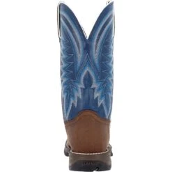 'Durango' Men's 12" Rebel Western Square Toe - Saddle Brown / Denim Blue -Travs Outfitter Store DDB0429 back