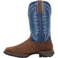 'Durango' Men's 12" Rebel Western Square Toe - Saddle Brown / Denim Blue -Travs Outfitter Store DDB0429 instep profile