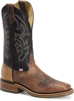 'Double H' Men's 12" Grissom SR Square Toe I.C.E. ™ Roper - Kenia Cognac / Summer Tan / Black -Travs Outfitter Store DH4644 500xauto