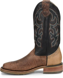 'Double H' Men's 12" Grissom SR Square Toe I.C.E. ™ Roper - Kenia Cognac / Summer Tan / Black -Travs Outfitter Store DH4644 500xauto Instep