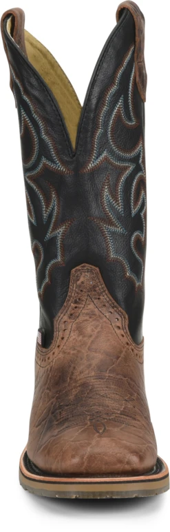 'Double H' Men's 12" Grissom SR Square Toe I.C.E. ™ Roper - Kenia Cognac / Summer Tan / Black -Travs Outfitter Store DH4644 500xauto Toe