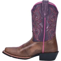 'Dan Post' Youth Majesty Leather Boot - Brown / Purple (3.5Y-6Y) -Travs Outfitter Store DPC3947 3