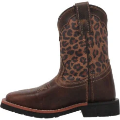 'Dan Post' Youth 9" Makucha Leopard Western Square Toe - Tan / Multi (Sizes 3Y-6Y) -Travs Outfitter Store DPC3951 3
