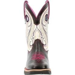 'Durango' Women's 10" Lady Rebel Western Square Toe - Raven Black / White 9 'Durango' Women's 10" Lady Rebel Western Square Toe - Raven Black / White -Travs Outfitter Store DRD0426 front