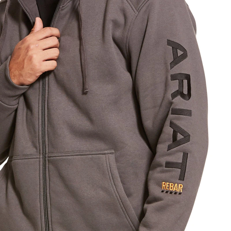 'Ariat' Men's Rebar All Weather Full Zip - Rebar Grey 2 'Ariat' Men's Rebar All Weather Full Zip - Rebar Grey - Image 2