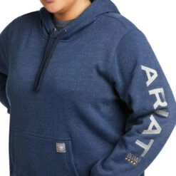 'Ariat' Women's Rebar Graphic Hoodie - Navy Heather -Travs Outfitter Store F21 WMS WORK 10037618 detail01 plus