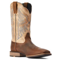 'Ariat' Men's 12" Everlite Blazin Western Square Toe - Whole Wheat / Sand Dollar -Travs Outfitter Store F22 MNS WEST 10042436 medial