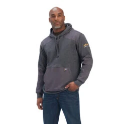 'Ariat' Men's Workman DuraCanvas Hoodie - Charcoal Heather 5 'Ariat' Men's Workman DuraCanvas Hoodie - Charcoal Heather -Travs Outfitter Store F22 MNS WORK 10041499 front