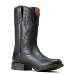 'Ariat' Men's 10" Sport Stratten Western Round Toe - Black Deertan -Travs Outfitter Store F23 MNS WEST 10046870 medial
