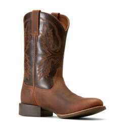 'Ariat' Men's 11" Sport Stratten Western Round Toe - Sorrel Crunch / Bitter Brown -Travs Outfitter Store F23 MNS WEST 10046871 medial
