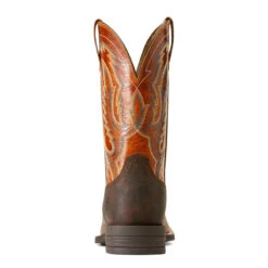 'Ariat' Men's Steadfast Square Toe Boot - Western Brown -Travs Outfitter Store F23 MNS WEST 10046951 heel