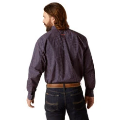 'Ariat' Men's Palmer Classic Fit Button Down - Dress Blue -Travs Outfitter Store F23 MNS WEST 10047157 back