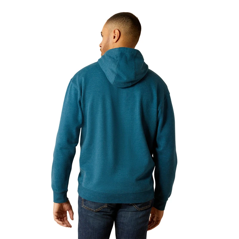 'Ariat' Men's Bison Plains Hoodie - Hydra Heather 2 'Ariat' Men's Bison Plains Hoodie - Hydra Heather - Image 2