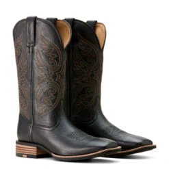 'Ariat' Men's 13" Ricochet Western Square Toe - Black Carbon -Travs Outfitter Store F24 MNS WEST 10053631 pair
