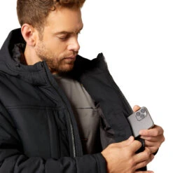 'Ariat' Men's Rebar Winter Valiant Coat - Black -Travs Outfitter Store F24 MNS WORK 10052123 detail02