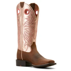 'Ariat' Women's Round Up Ryder Square Toe - Distressed Brown -Travs Outfitter Store F24 WMS WEST 10053730 medial