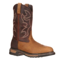 'Rocky' Men's 10" Original Ride Branson Roper WP Round Toe - Tan / Bridle Brown 12 'Rocky' Men's 10" Original Ride Branson Roper WP Round Toe - Tan / Bridle Brown -Travs Outfitter Store FQ0002732