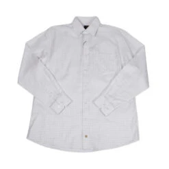 'FX Fusion' Men's Textured Checkered Long Sleeve - White / Steel