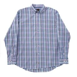 'FX Fusion' Men's Wrinkle Free Cotton Twill Long Sleeve - Purple / Royal Blue