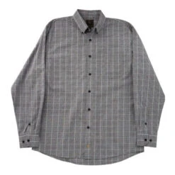 'FX Fusion' Men's Wrinkle Free Cotton Glen Long Sleeve - Black / White