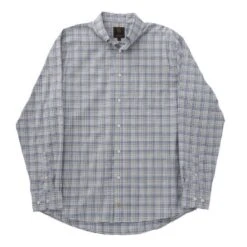 'FX Fusion' Men's Wrinkle Free Cotton Twill Long Sleeve - Blue / Brown / White