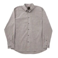 'FX Fusion' Men's Wrinkle Free Cotton Mini Checkered Long Sleeve - Grey / Burgundy / White