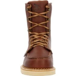 'Georgia Boot' Men's 8" Wedge Moc Toe EH Soft Toe - Brown -Travs Outfitter Store GB00480 front