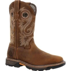'Georgia Boot' Men's 11" Carbo-Tec LT EH WP Alloy Toe - Brown / Macaw Red -Travs Outfitter Store GB00622