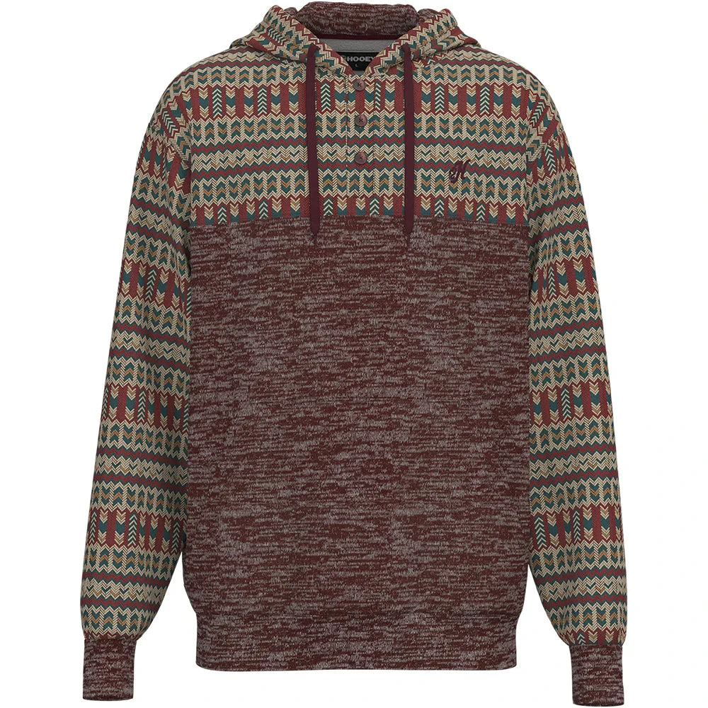'Hooey' Men's Jimmy Hoodie - Maroon / Aztec 1 'Hooey' Men's Jimmy Hoodie - Maroon / Aztec