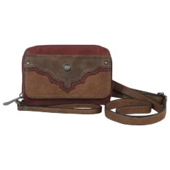'TRENDITIONS' Women's Justin Wallet / Side Purse - Tan / Red