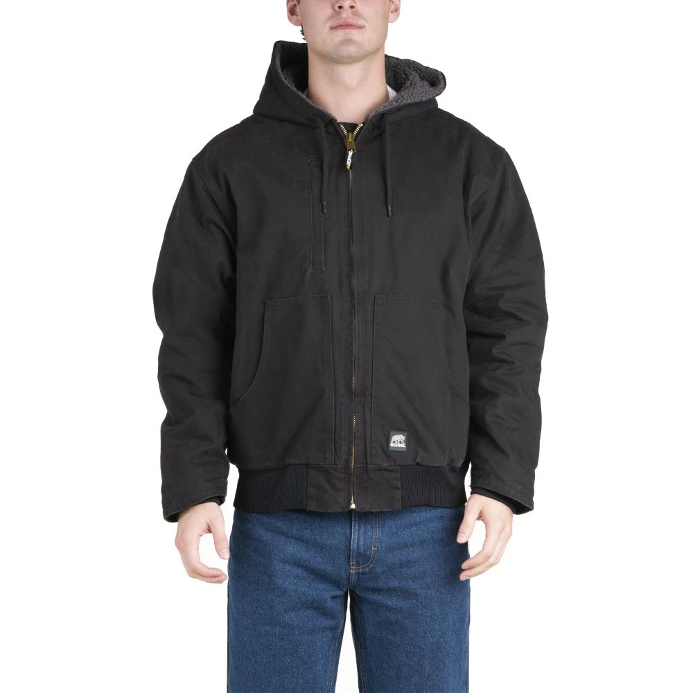 'Berne' Men's Flex180 Washed Hooded Jacket - Black 1 'Berne' Men's Flex180 Washed Hooded Jacket - Black
