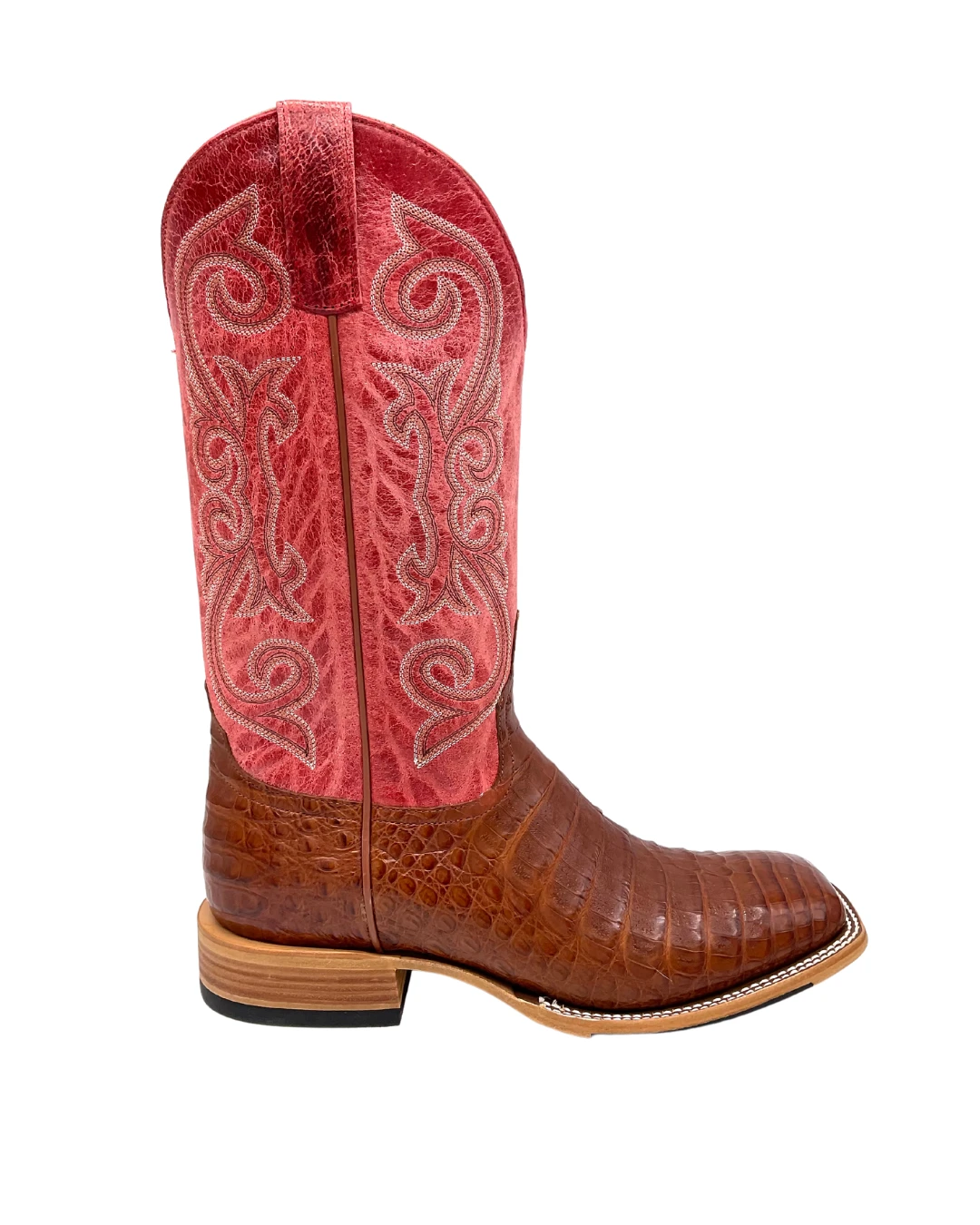 'Anderson Bean' Men's 13" HorsePower Top Hand Western Square Toe - Brandy Caiman Belly / Red Sinsation 1 'Anderson Bean' Men's 13" HorsePower Top Hand Western Square Toe - Brandy Caiman Belly / Red Sinsation