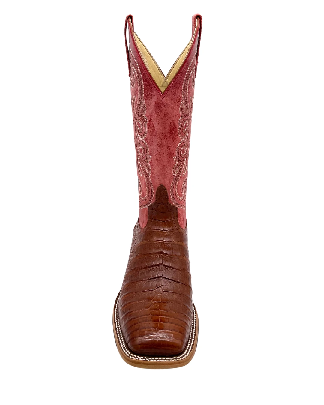 'Anderson Bean' Men's 13" HorsePower Top Hand Western Square Toe - Brandy Caiman Belly / Red Sinsation 4 'Anderson Bean' Men's 13" HorsePower Top Hand Western Square Toe - Brandy Caiman Belly / Red Sinsation - Image 4