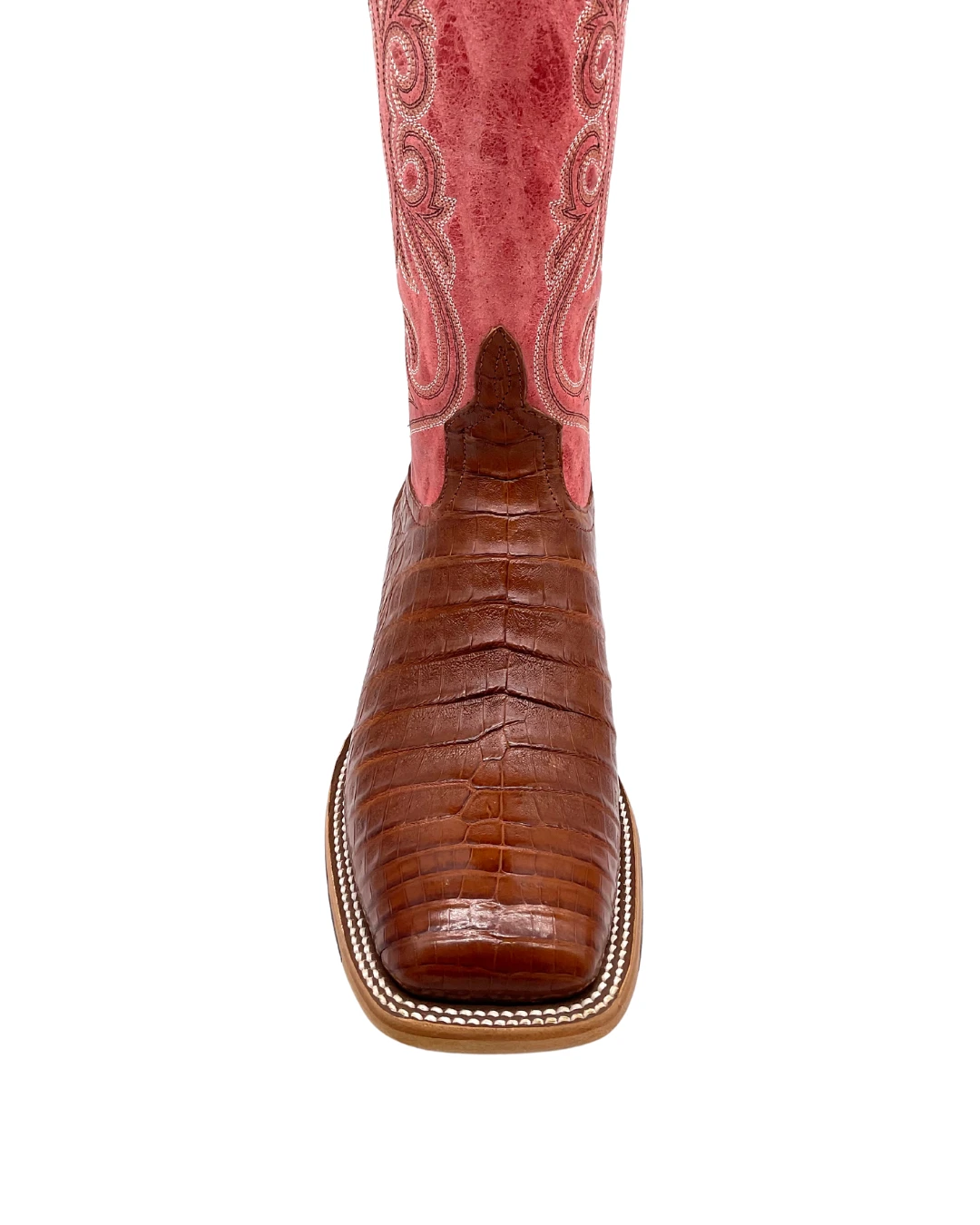 'Anderson Bean' Men's 13" HorsePower Top Hand Western Square Toe - Brandy Caiman Belly / Red Sinsation 2 'Anderson Bean' Men's 13" HorsePower Top Hand Western Square Toe - Brandy Caiman Belly / Red Sinsation - Image 2