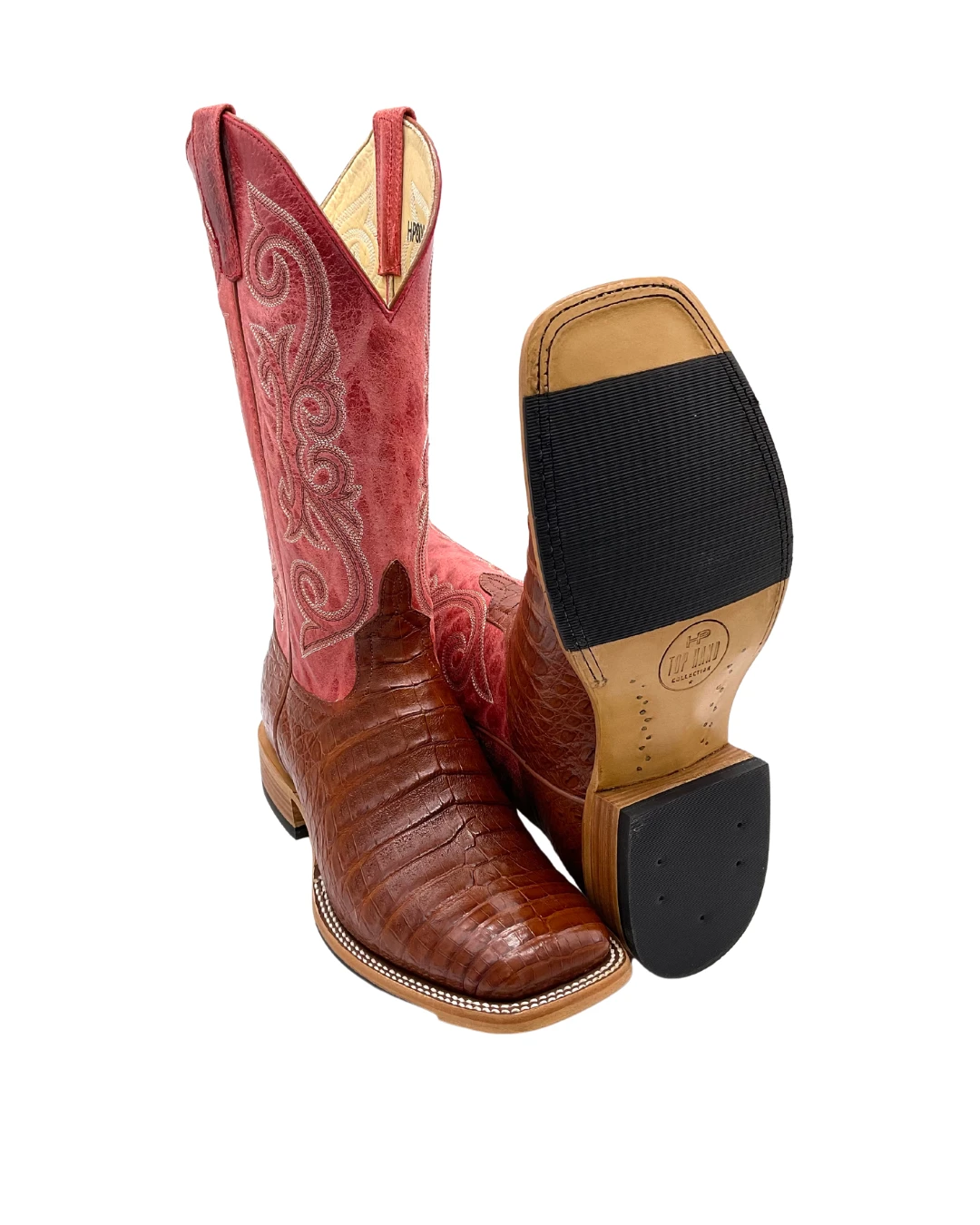 'Anderson Bean' Men's 13" HorsePower Top Hand Western Square Toe - Brandy Caiman Belly / Red Sinsation 3 'Anderson Bean' Men's 13" HorsePower Top Hand Western Square Toe - Brandy Caiman Belly / Red Sinsation - Image 3
