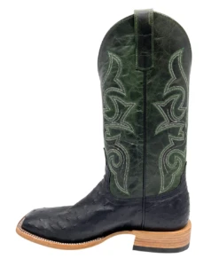 'Anderson Bean' Men's 13" HorsePower Top Hand Full Quill Ostrich Boot - Black / Emerald Explosion -Travs Outfitter Store HP80042