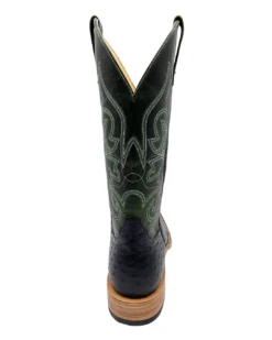 'Anderson Bean' Men's 13" HorsePower Top Hand Full Quill Ostrich Boot - Black / Emerald Explosion -Travs Outfitter Store HP80045