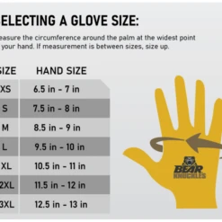 'Bear Knuckles' Double Wedge™ Heavy Duty Cowhide Driver Glove - Yellow -Travs Outfitter Store Hand chart D351 D451 D357 D409 D373 D395484 600x600 1