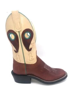 'Olathe' Men's 12" Rough Stock Western Round Toe - Chestnut Oil Latigo / Teal / Cream