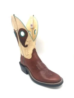 'Olathe' Men's 12" Rough Stock Western Round Toe - Chestnut Oil Latigo / Teal / Cream -Travs Outfitter Store IMG 1866