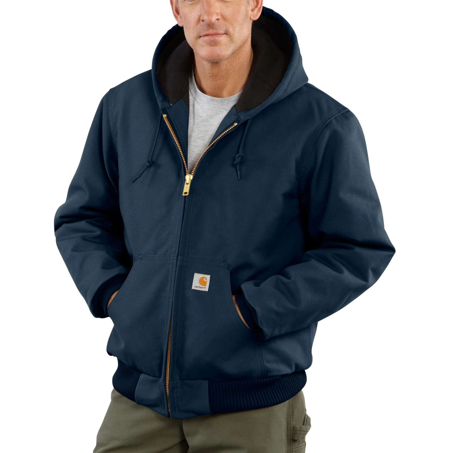 'Carhartt' Men's Loose Fit Firm Duck Insulated Flannel-Lined Active Jacket - Navy 1 'Carhartt' Men's Loose Fit Firm Duck Insulated Flannel-Lined Active Jacket - Navy