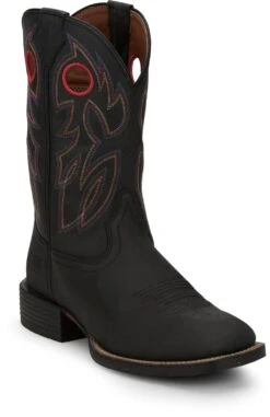 'Justin' Men's 11" Stampede Bowline Western Square Toe - Shadow Black -Travs Outfitter Store JST 001 SE7525