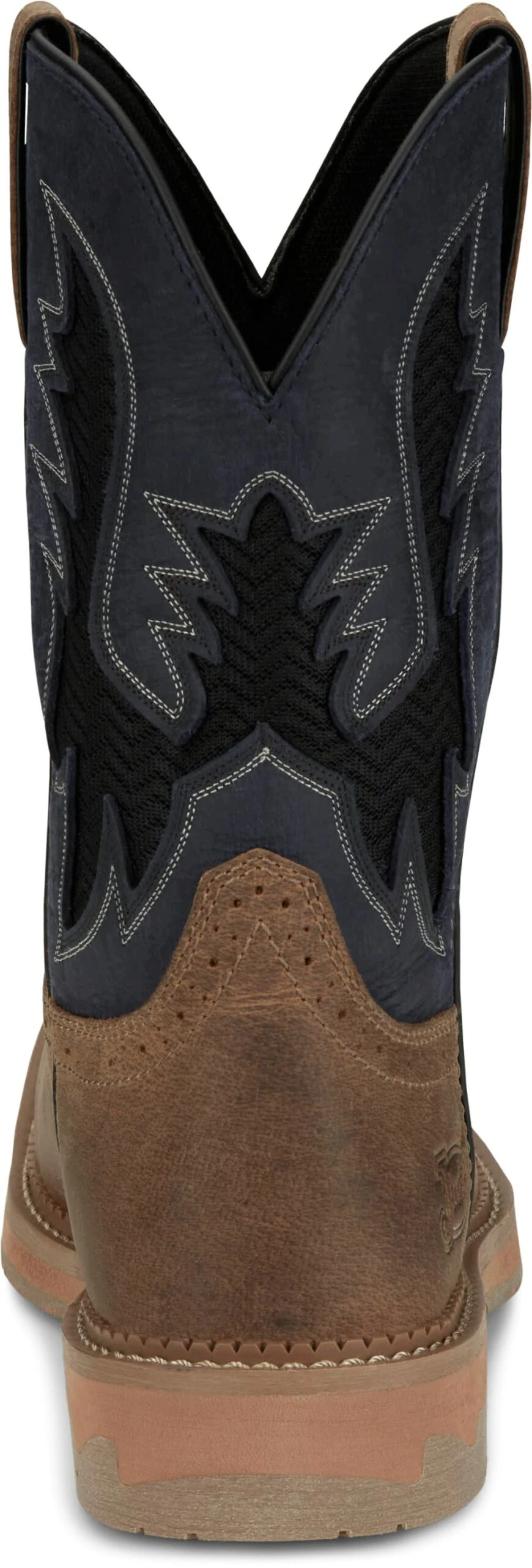 'Justin' Men's 11" Stampede Bolt Western Square Toe - Peanut Tan / Navy 5 'Justin' Men's 11" Stampede Bolt Western Square Toe - Peanut Tan / Navy - Image 5