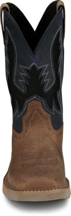 'Justin' Men's 11" Stampede Bolt Western Square Toe - Peanut Tan / Navy 10 'Justin' Men's 11" Stampede Bolt Western Square Toe - Peanut Tan / Navy -Travs Outfitter Store JST 008 SE4114