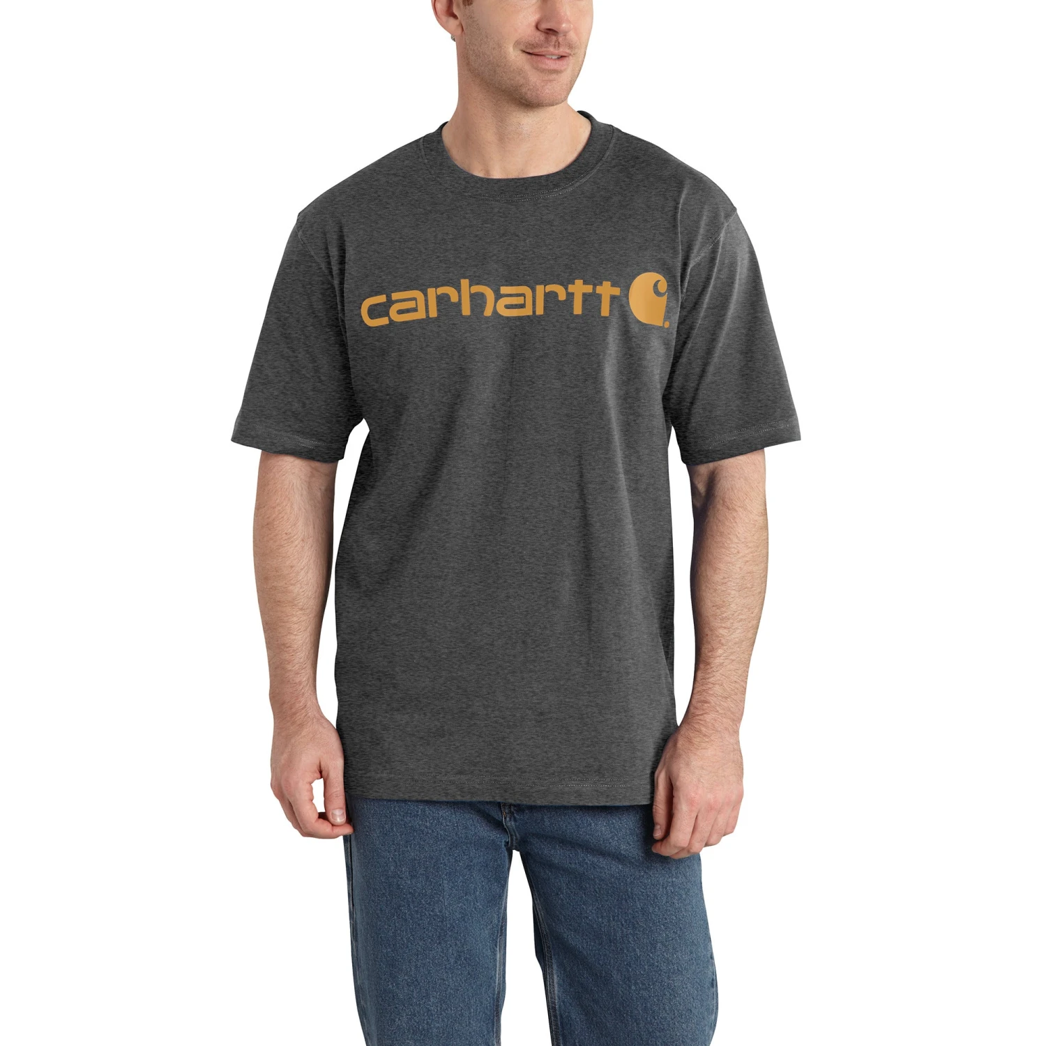 'Carhartt' Men's Heavyweight Logo T-Shirt - Carbon Heather 1 'Carhartt' Men's Heavyweight Logo T-Shirt - Carbon Heather