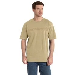 'Carhartt' Men's Heavyweight Logo T-Shirt - Beach Heather