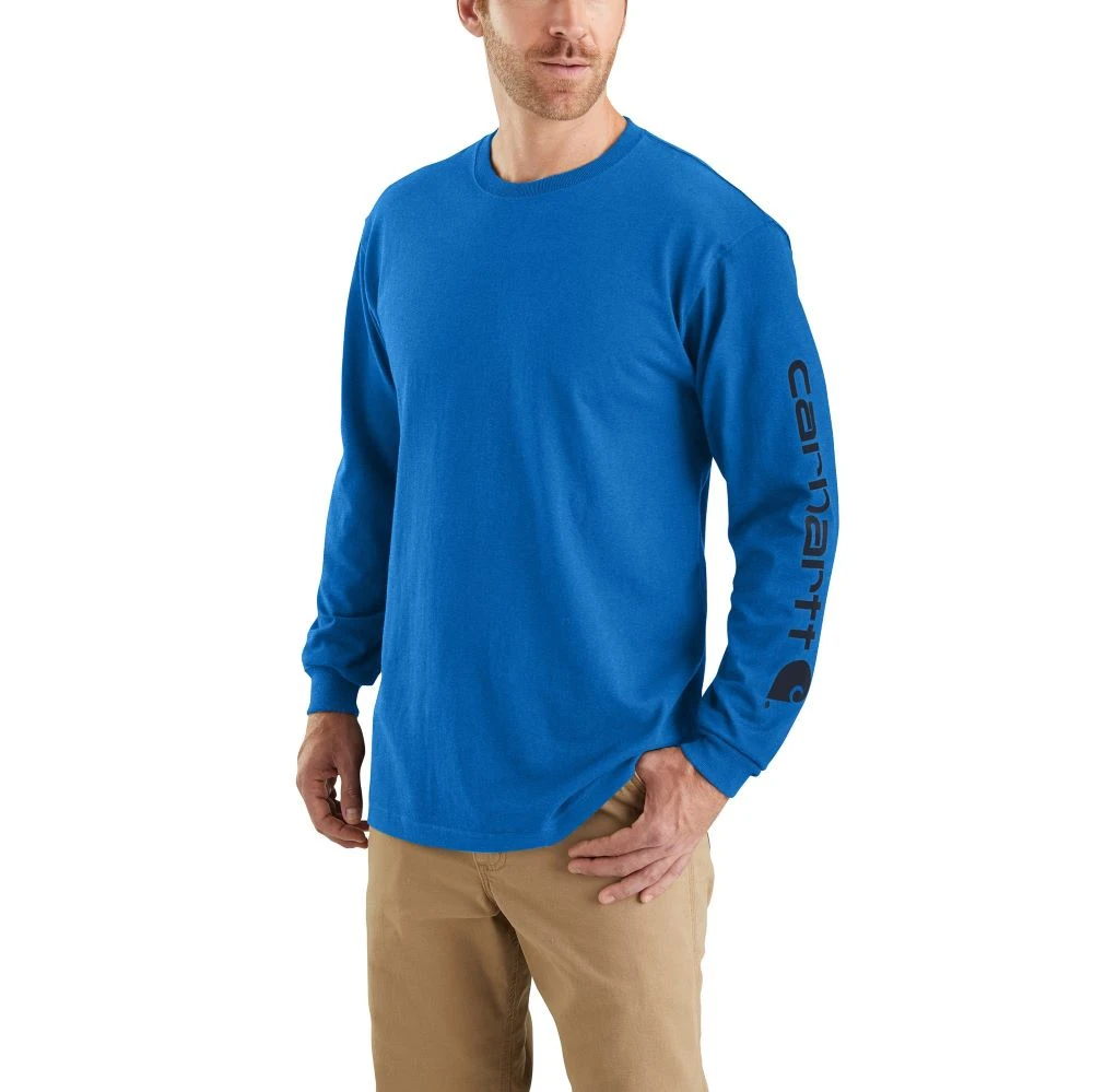 'Carhartt' Men's Heavyweight Sleeve Logo T-Shirt - Beacon Blue Heather 2 'Carhartt' Men's Heavyweight Sleeve Logo T-Shirt - Beacon Blue Heather - Image 2