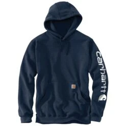 'Carhartt' Men's Midweight Sleeve Logo Hoodie - New Navy