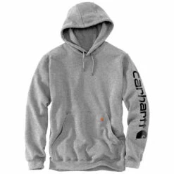 'Carhartt' Men's Midweight Sleeve Logo Hoodie - Heather Grey